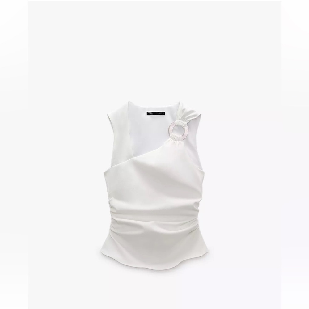 ZARA Asymmetrical Buckled Top Size M NWOT